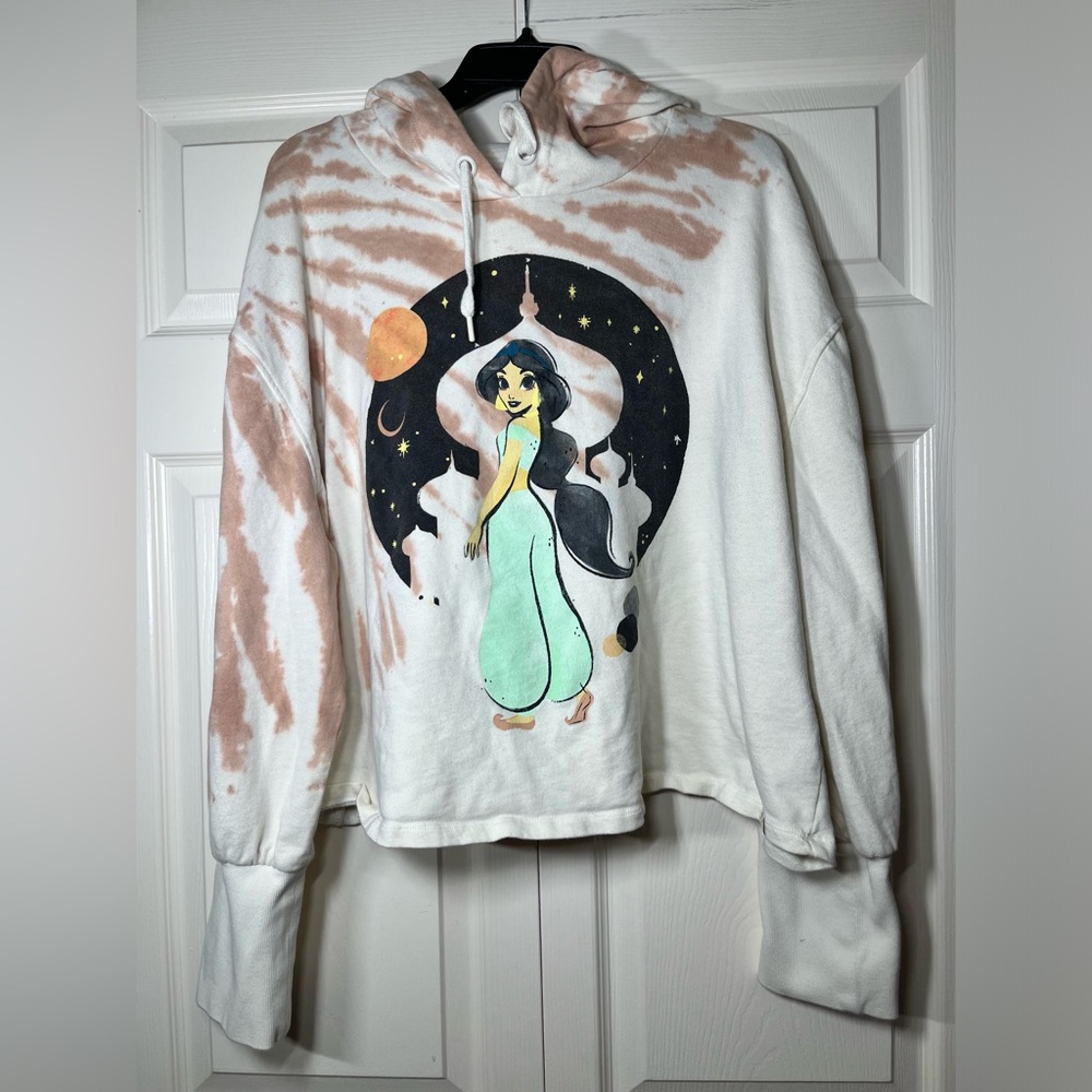 Disney Parks Women's Princess Jasmin Tie Dye Cropped Hoodie Pullover Comfy 1X